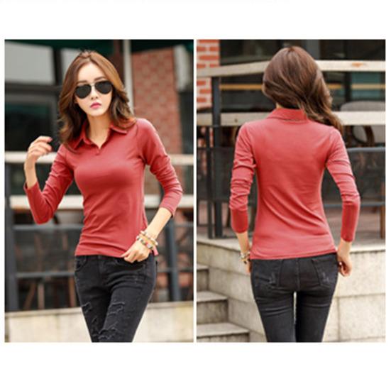 Damen Oberteile Revers Langarm Slim Fit Einfarbige Pullover Oberteile Weich Dehnbar Lässiges Hemd Arbeits Party Date Wear