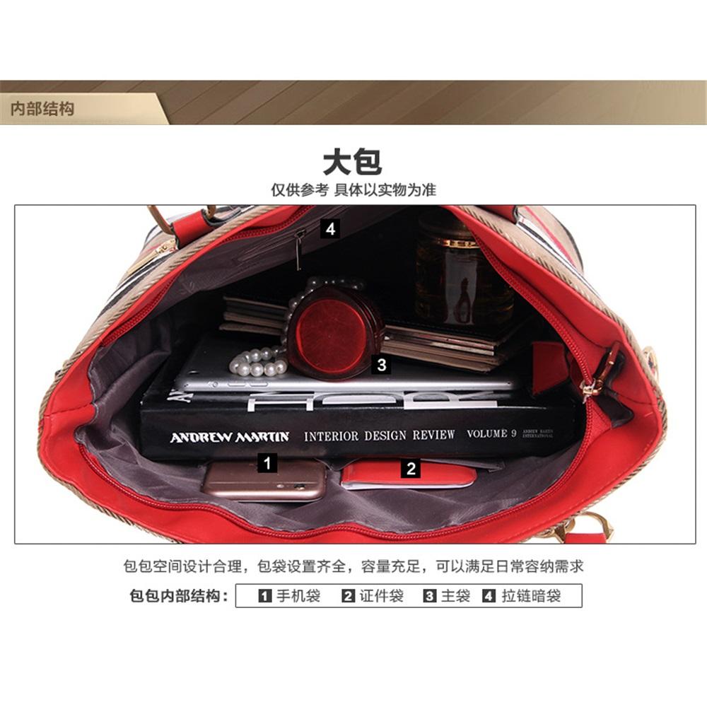 Karierte Leinwand Schwiegermuttertasche Sechs-teiliges Set Hand-Schultertasche Damen-Tasche