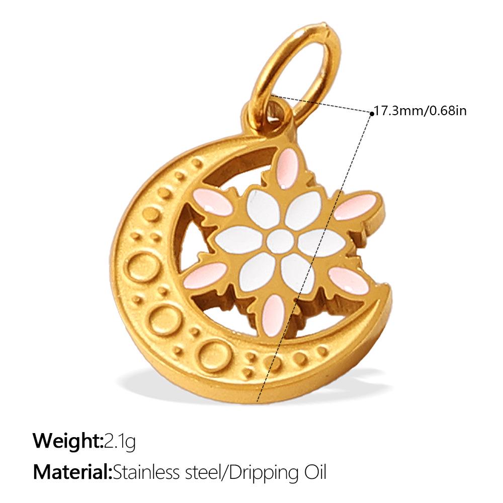 Stainless Steel Moon & Planet Necklace Pendant Bracelet Set for Women