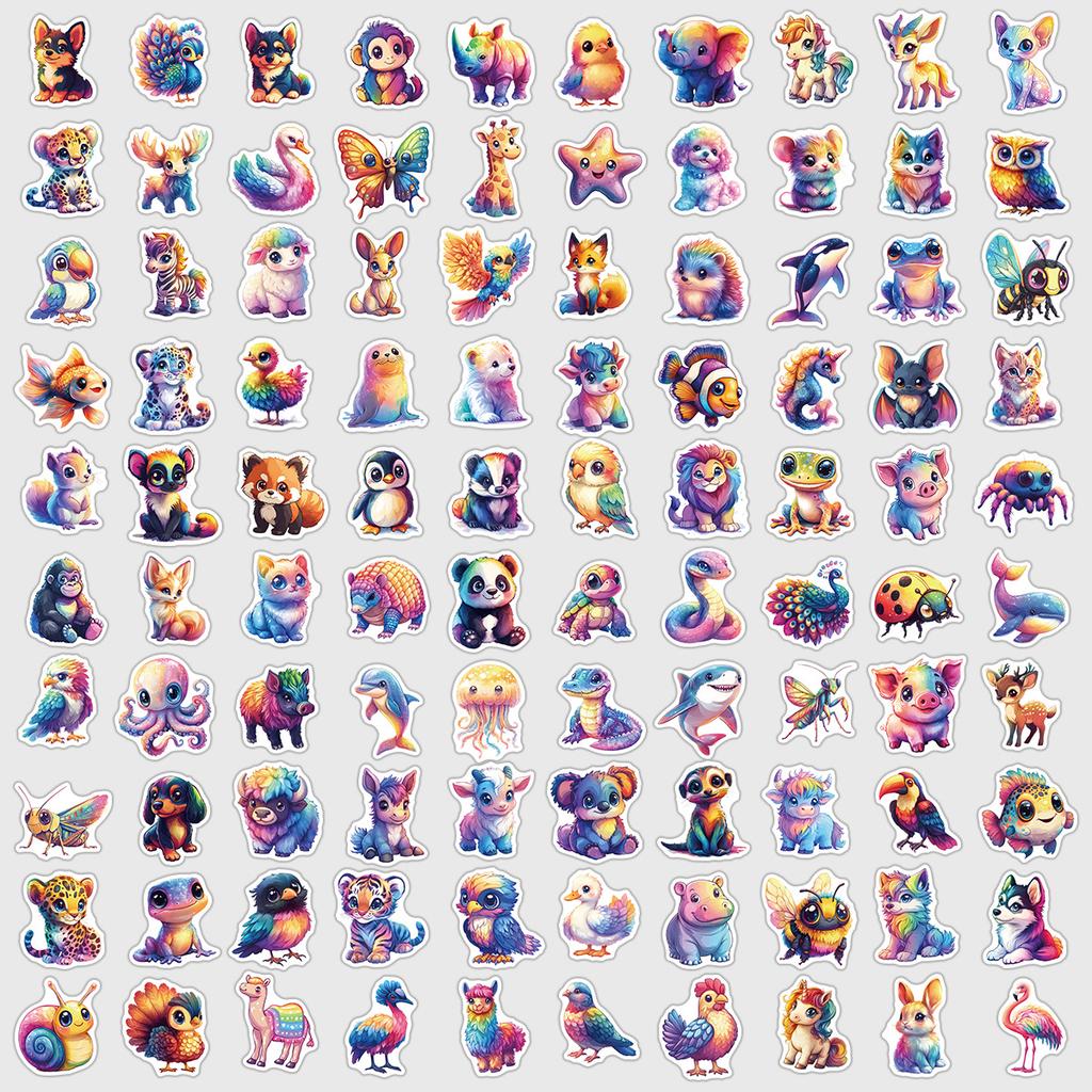 50/100PCS Rainbow Animal Graffiti Stickers Water Cup Computer Waterproof Decoration Stickers Cartoon Animal Stickers