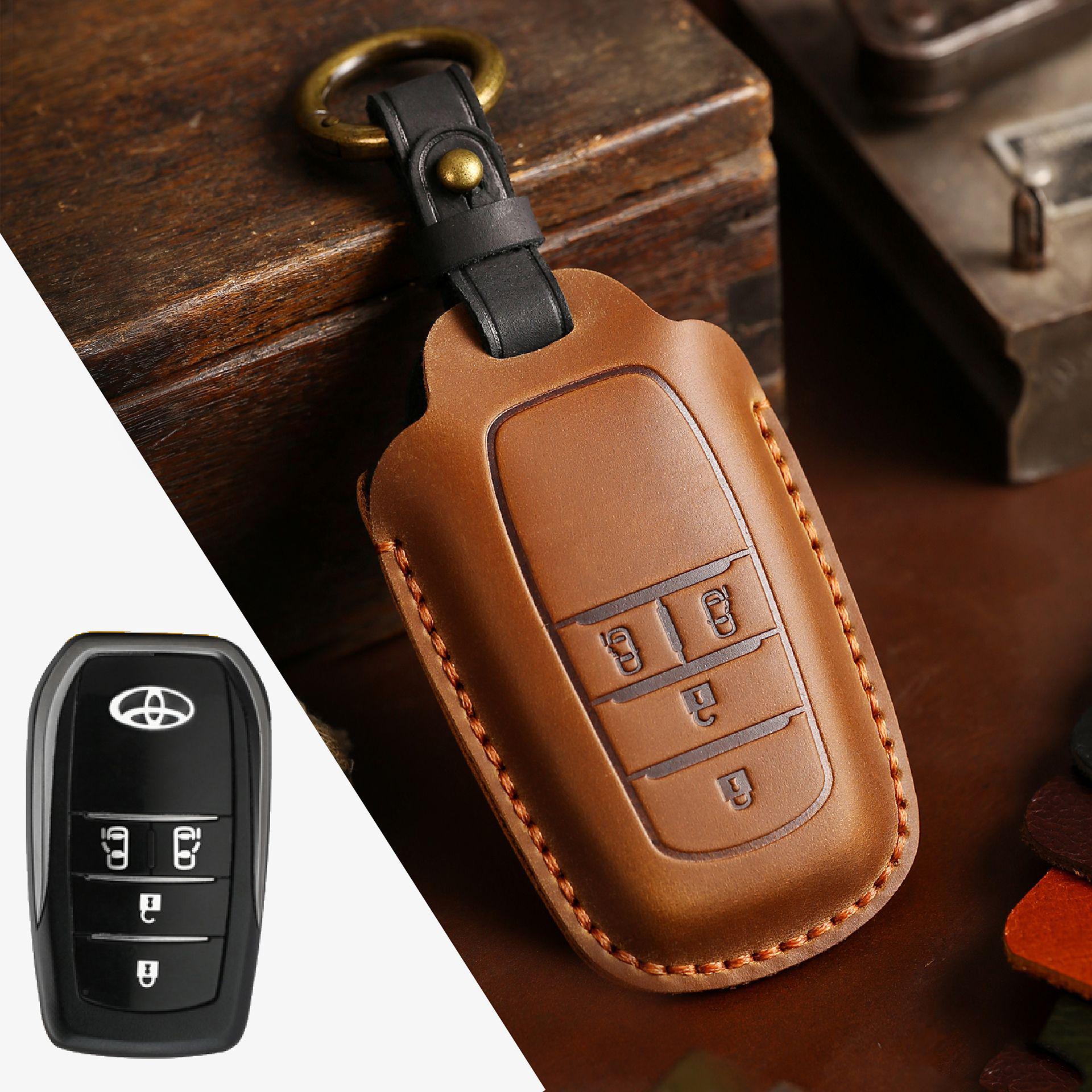 Premium Handmade Cowhide Key Cover for Toyota Alphard