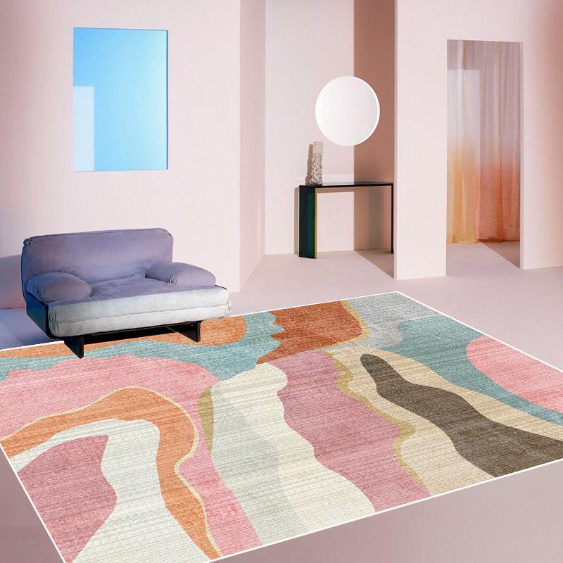 Light Luxury Simplicity Pink Carpet Living Room Nordic Style Creative Minimalism Sofa Area Rugs Bedroom Non-slip Soft Floor Mats