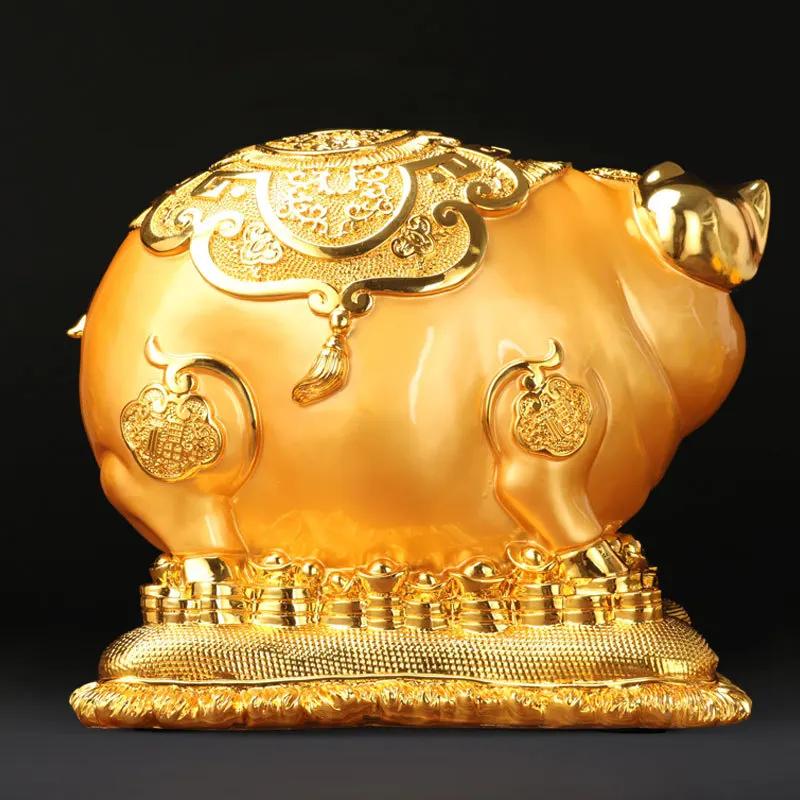 Creative Golden Piggy Bank Home Decoration Accessories Modern Resin Crafts Business Gifts Living Room TV Cabinet Ornaments