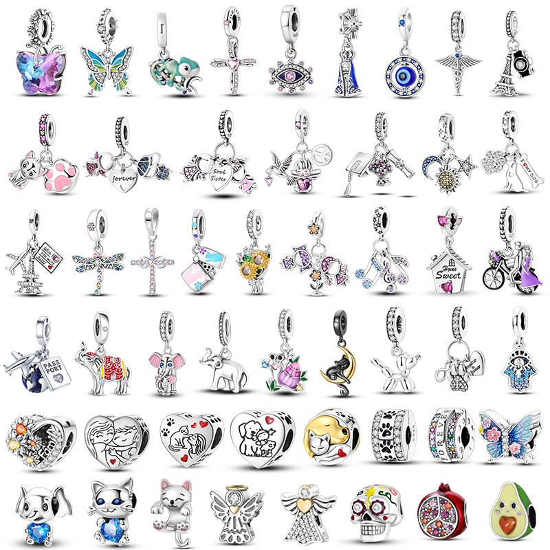 Brand New Charm Bead Components Compatible With Pendant Bead Component Copper Metal Authentic Original Bracelets Chameleon Elephant Avocado Boy Girls