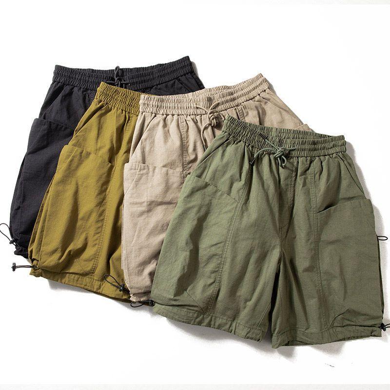 Pure Cotton Casual Japanese-Style Retro Wide-Leg Workwear Shorts