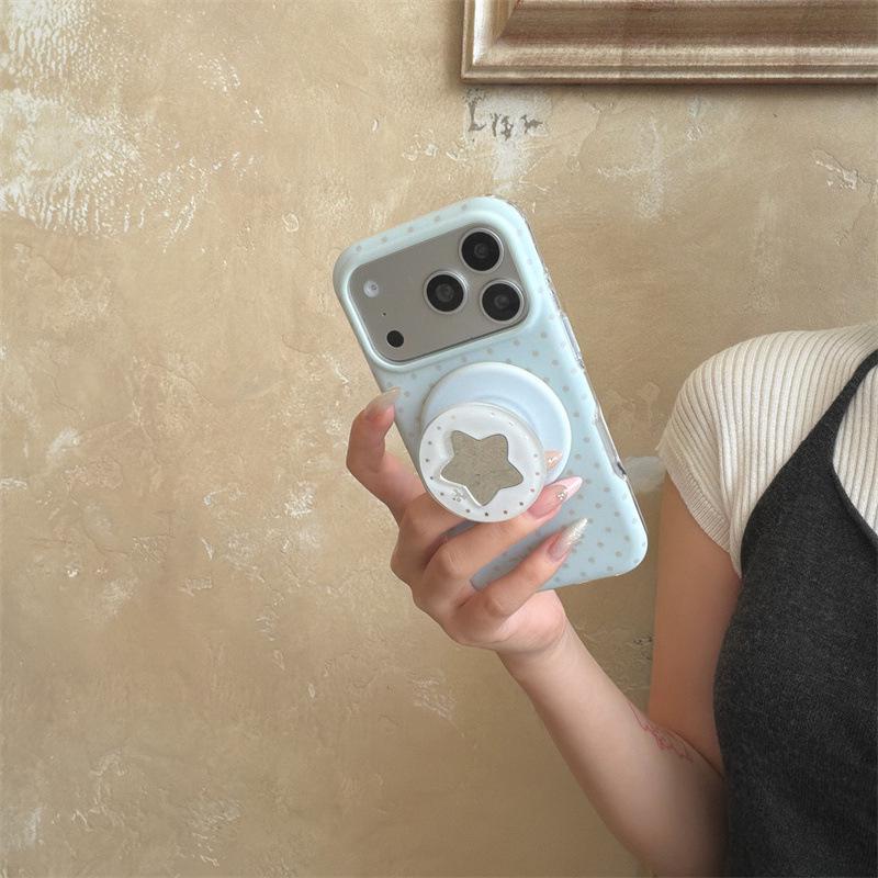 Korean Polka Dot Star Magnetic Stand Case for iPhone 17/16 Pro Max/15/14