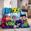 1pc Teen Titans Go! Flannel Throw Blanket - Lightweight Soft Warm All-Season Blanket for Sofa, Bed, Travel, Camping  L1029192