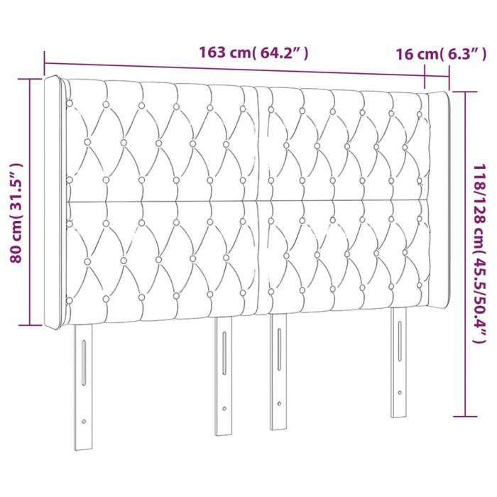 VidaXL Tête de Lit à LED Meuble de Chambre à Coucher Accessoire de Lit Double Tête de Cadre de Lit Intérieur Bleu Foncé 3124442