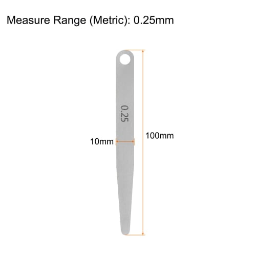 uxcell 5-Piece Gap Gauge, 0.25 mm Thickness Gauge, 65MN Steel, Metric Distance Measuring Tool, Single Blade