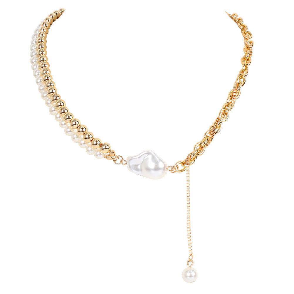 European and American retro pearl necklace women's fashion personality double-layer pearl pendant collarbone chain necklace jewelry 16660