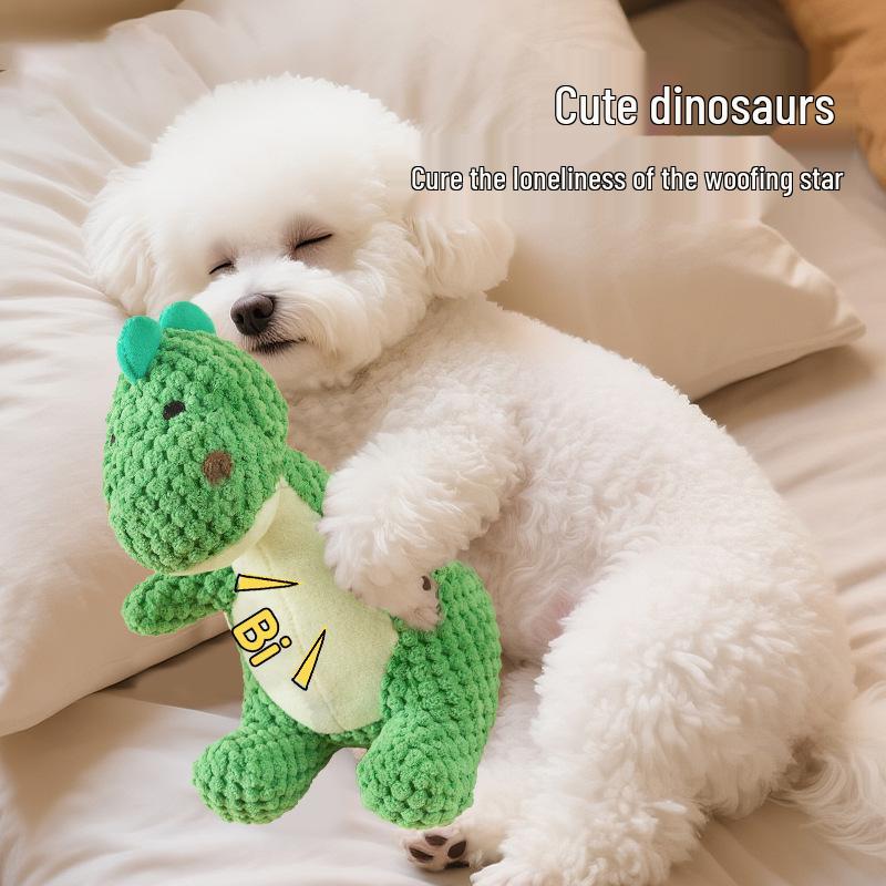 Dinosaur Squeaky Plush Dog Toy - Bite & Dirt Resistant, Sounding Soothing Toy for Small & Large Dogs