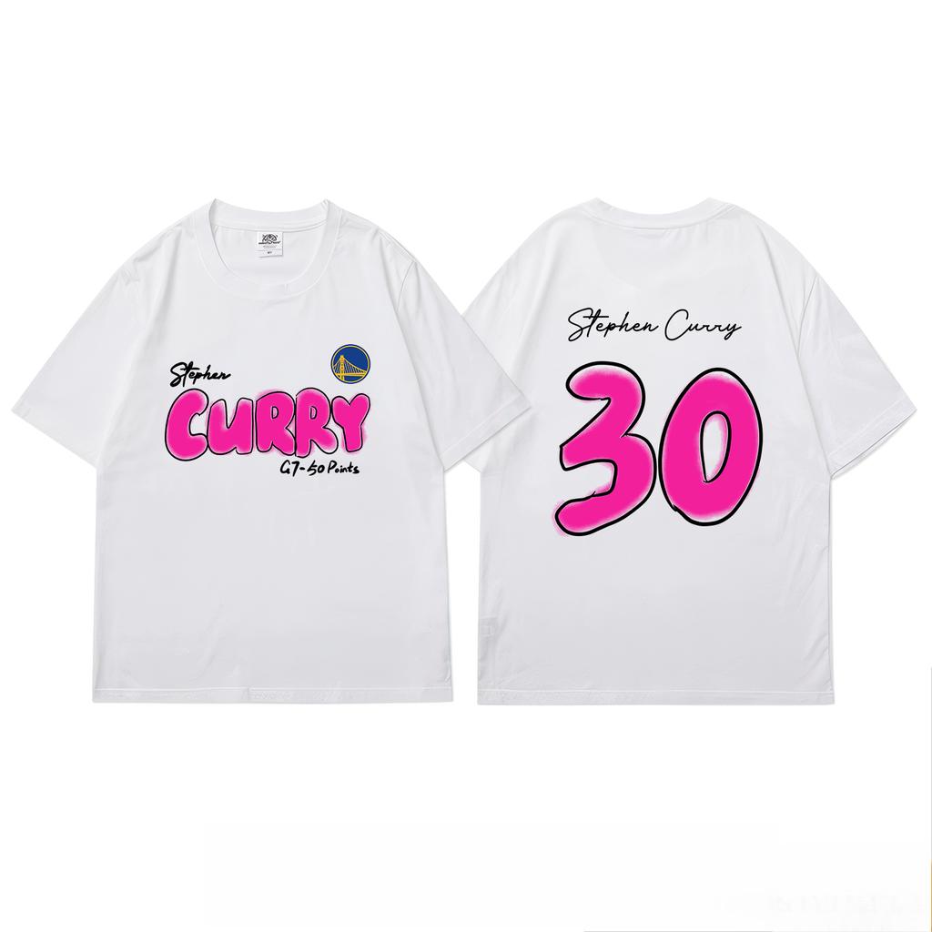 Curry Playoff G7-50 Points Western Champion Commemorative Men's Short-sleeved American Alphabet Print Basketball Sports T-shirt