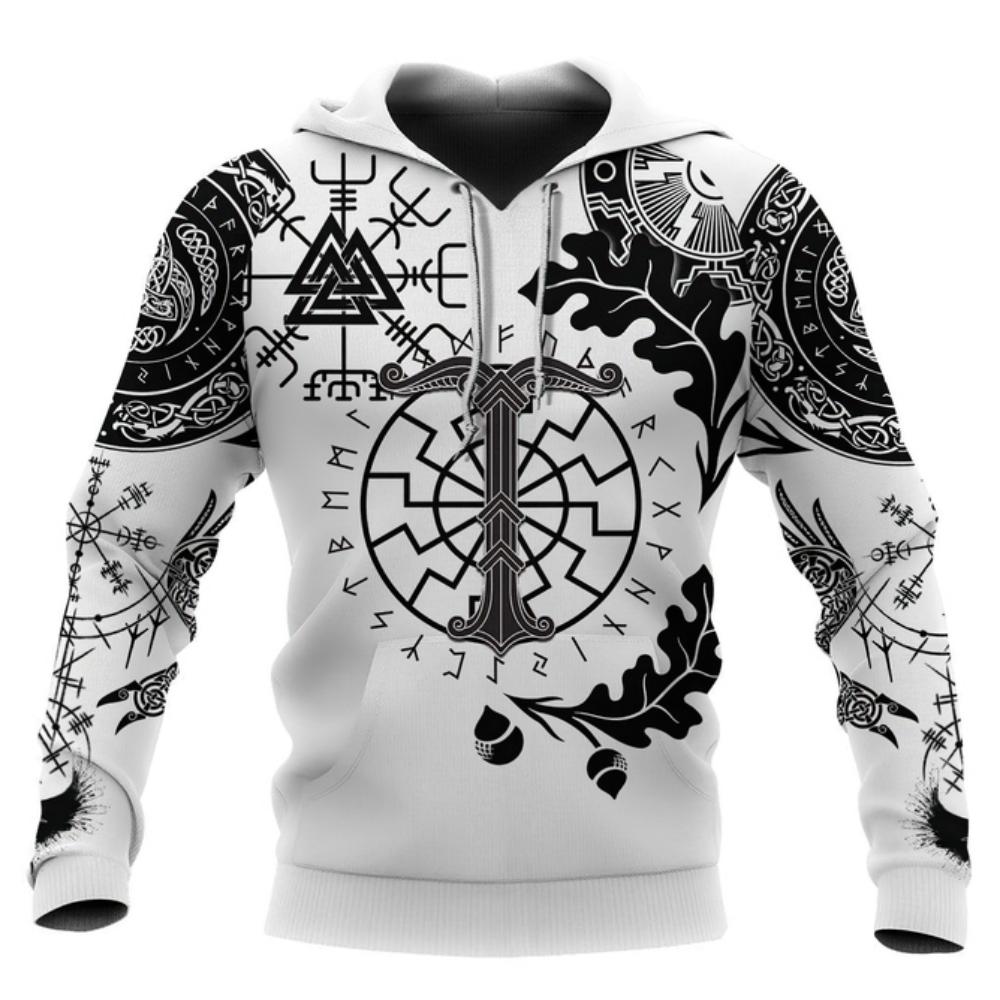Nordic Pirates Print Men's Hoodies Hip Hop Trend Harajuku Vintage Clothes Oversized Hoodie Autumn and Winter Casual Sweatshirts