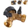 Garden Hose Splitter 2 Way Garden Water Distributor Solid Brass Y Valve Hose Connector Garden Water Hose Adapter 3/4 Inch Thread