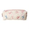Simple Bowknot Floral Print Pen Bag Portable Large Capacity Storage Bag Multifunctional Stationery Organizer Students