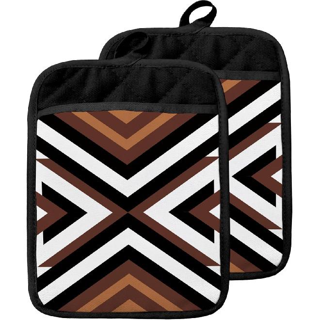 Western Aztec Pot Holders with Pockets, Vintage Boho Western Aztec Native Oven Pot Holders Heat Resistant Oven Mitts Hot Pads for Kitchen Baking Western Aztec 4