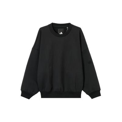 Fleecegefüttertes Locker geschnittenes Rundhals-Sweatshirt Herren-Oberteile Schwarz JJ2269