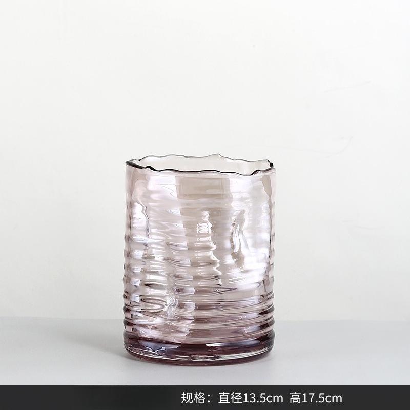 Modern Minimalist Glass Vase Cylinder Twisted Flower Pot Designer Home Decor