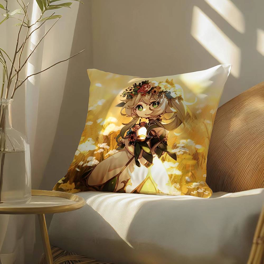 Игра Genshin Impact - G Милая Нахида Наволочка Шелковистая элегантная Комфорт Диван-кровать Невидимая молния Пляжная наволочка 12x12Inch