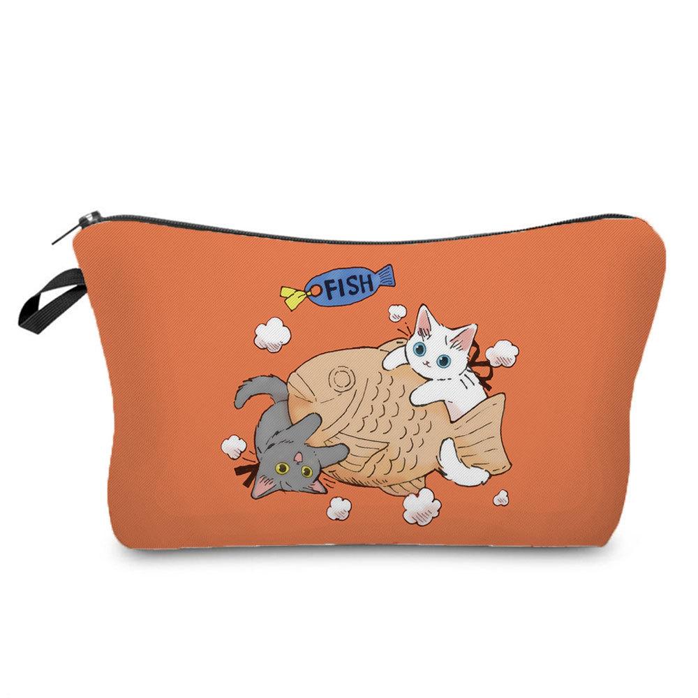 Women Cat Print Cosmetic Bag Toiletries Organize Travel Storage Case KTB