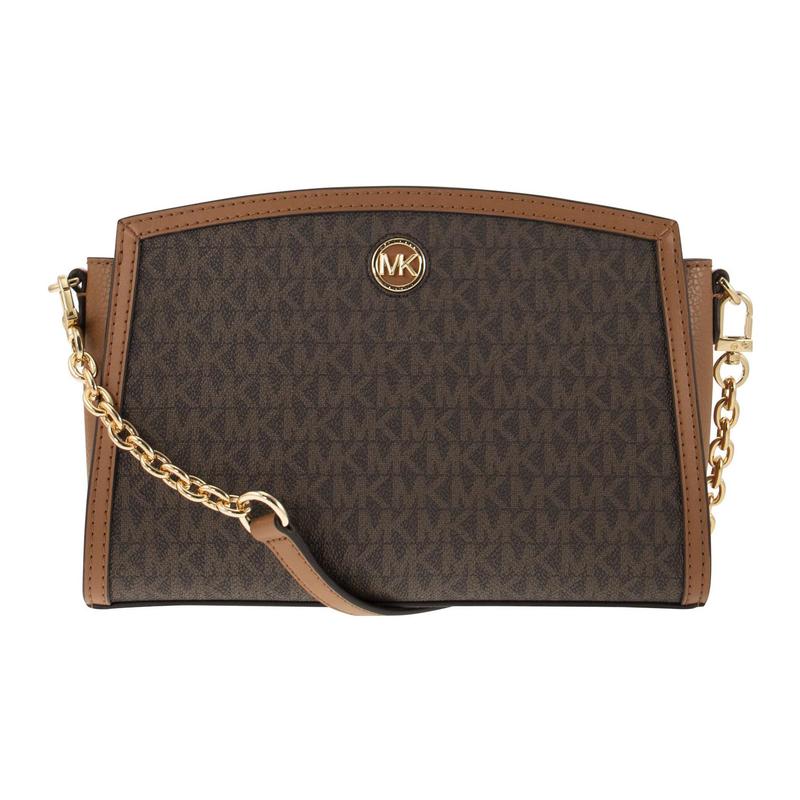 MICHAEL KORS Logo Chain Shoulder Strap Canvas Crossbody Shoulder Bag Women s Brown коричневый