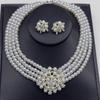 Retro Pearl Flower Wedding Jewelry Set: Necklace & Earrings for Bride