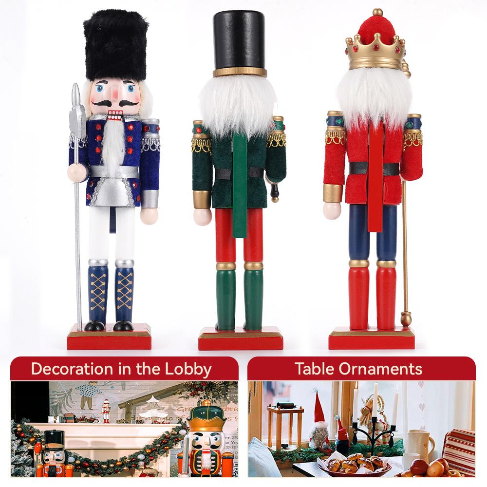30CM Nutcracker Wooden European Style Cloth Walnut Clips Puppets Home Decor Ornament Christmas Decoration Handicraft Micro model
