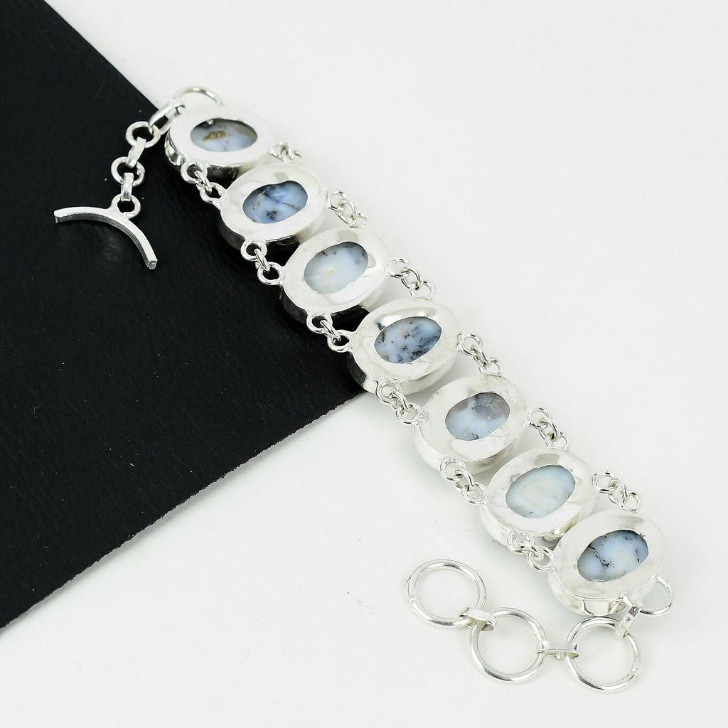 Natural Dendrite Opal Gemstone Handmade 925 Sterling Silver Bracelet, Dendrite Opal Racelet For Wife , Unisex Bracelet, Birthday Gifts