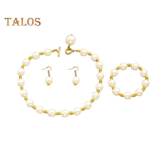 

1 комплект женских ювелирных изделий, серьги из искусственного жемчуга, ожерелье, браслет, контрастный цвет, стразы, декор, полированные, выпускной, свадебная вечеринка, невеста, ювелирные изделия белый