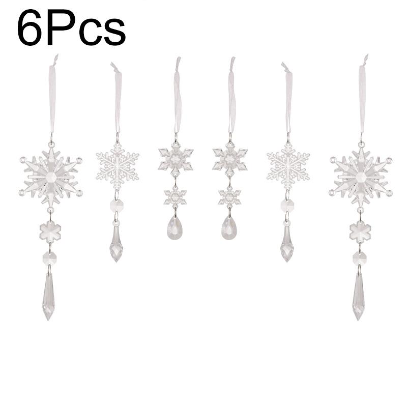 4/6PCS Angel Pendant Party Decoration Snowflake Pendant Transparent Acrylic DIY Xmas Tree Christmas Hanging Ornaments
