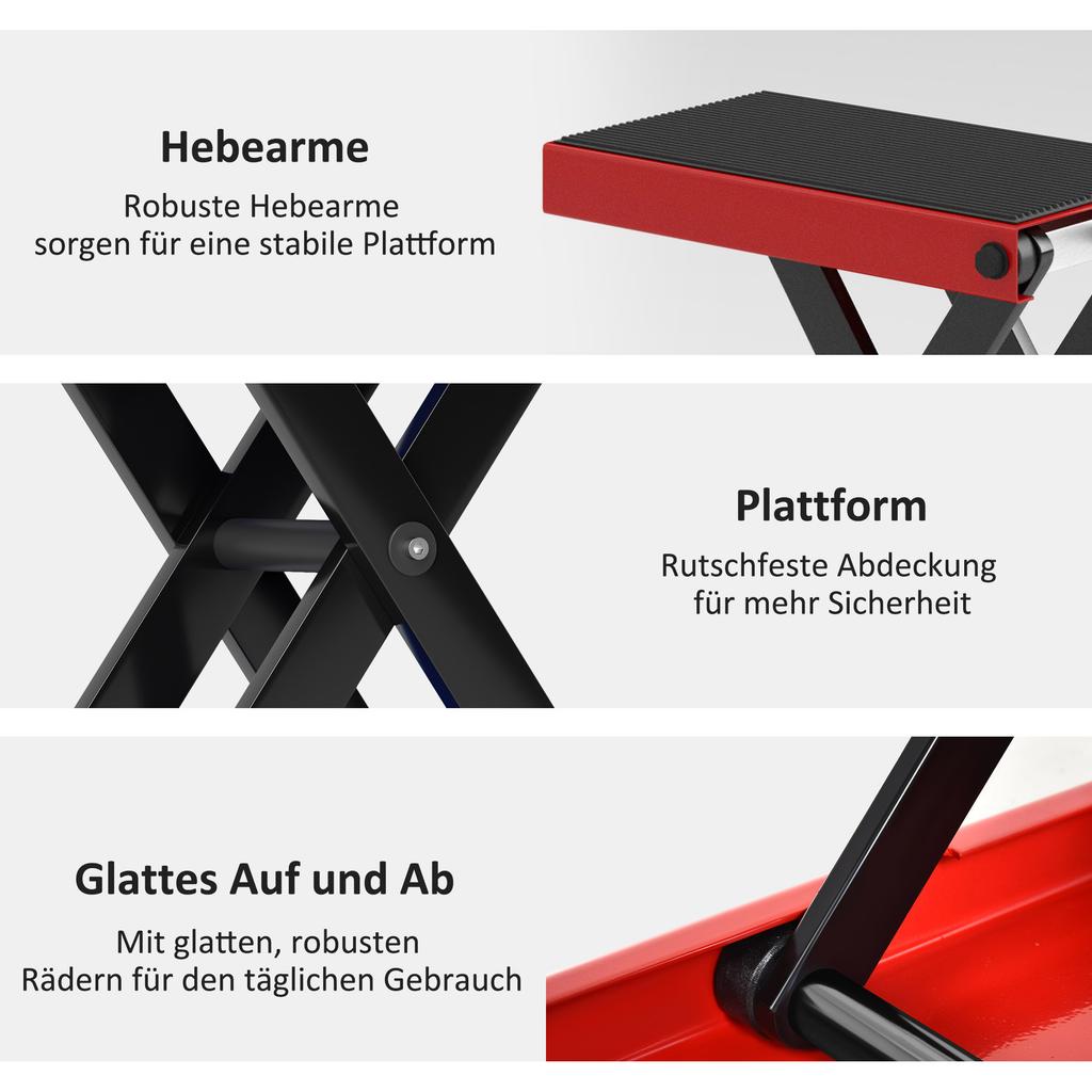 500KG Motorcycle Lift Scissor Jack, Height Adjustable Motorbike Stand with Anti-Slip Wide Deck