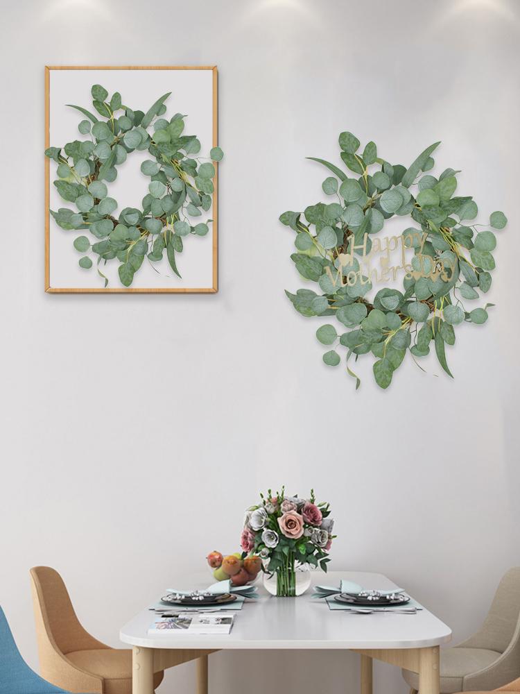 Eucalyptus Money Leaf Wreath Garland 50x50cm Artificial Greenery Wall Decor