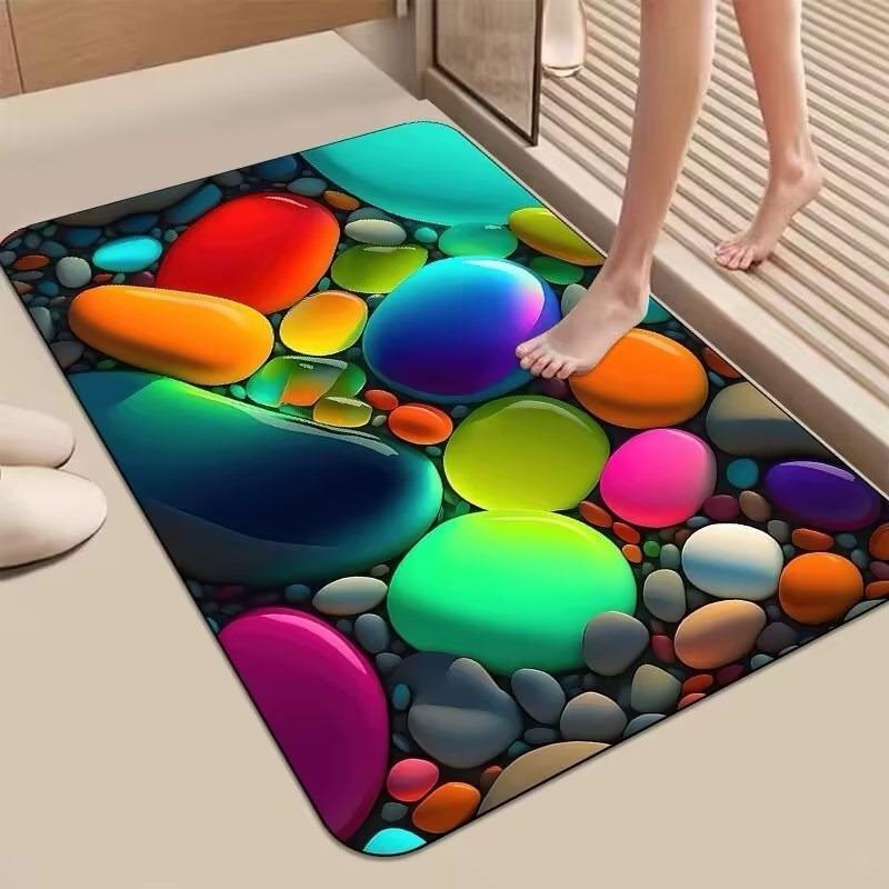 Three-dimensional Visual Pebbles Floor Mat At The Bathroom Door Diatom Mud Bathroom Water Absorption Pad Anti-slip Quick-drying Foot Mat