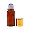 Natürliche Kristallkugel Rollerflasche Bernstein Glas Ätherisches Öl Behälter mit Glattem Kristall Rollerkopf für Aromatherapie und Hautpflege