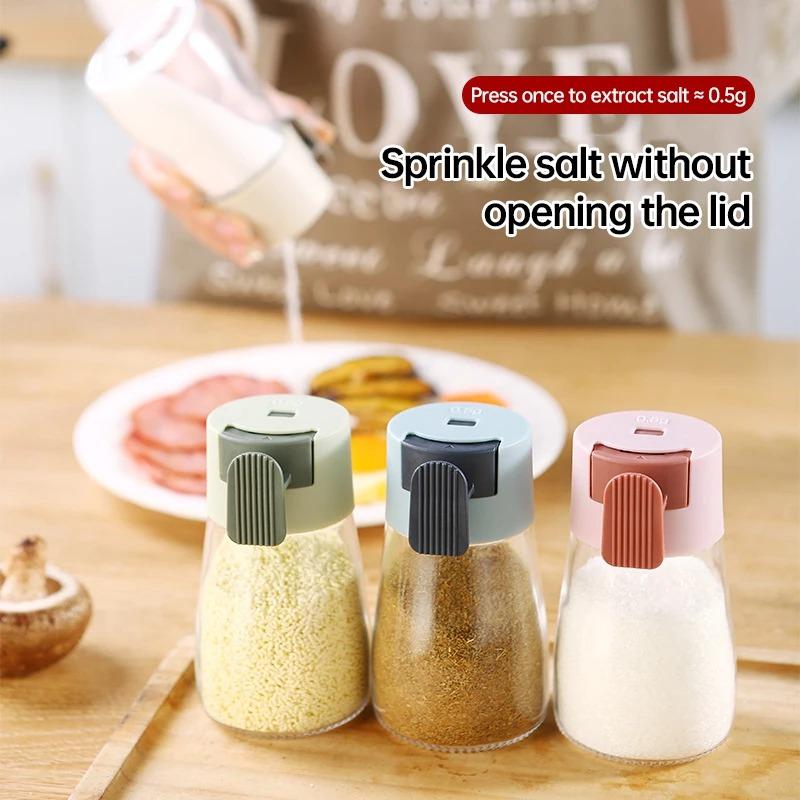 Measuring Salt and Pepper Shakers Precise Quantitative Ration Spice Dispenser Air-Tight Clear Glass Seasoning Bottle for Kitchen