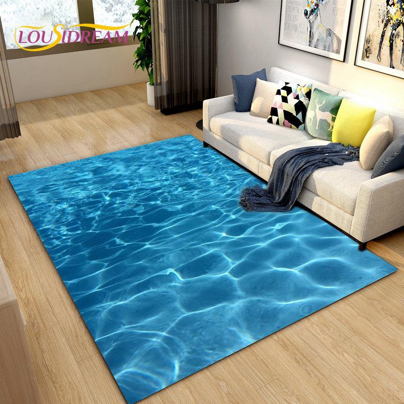 3D Ocean Seawater Beach Water Area Rug,Carpet Rug for Living Room Bedroom Sofa Doormat Decor,Kid Play Crawl Non-slip Floor Mat
