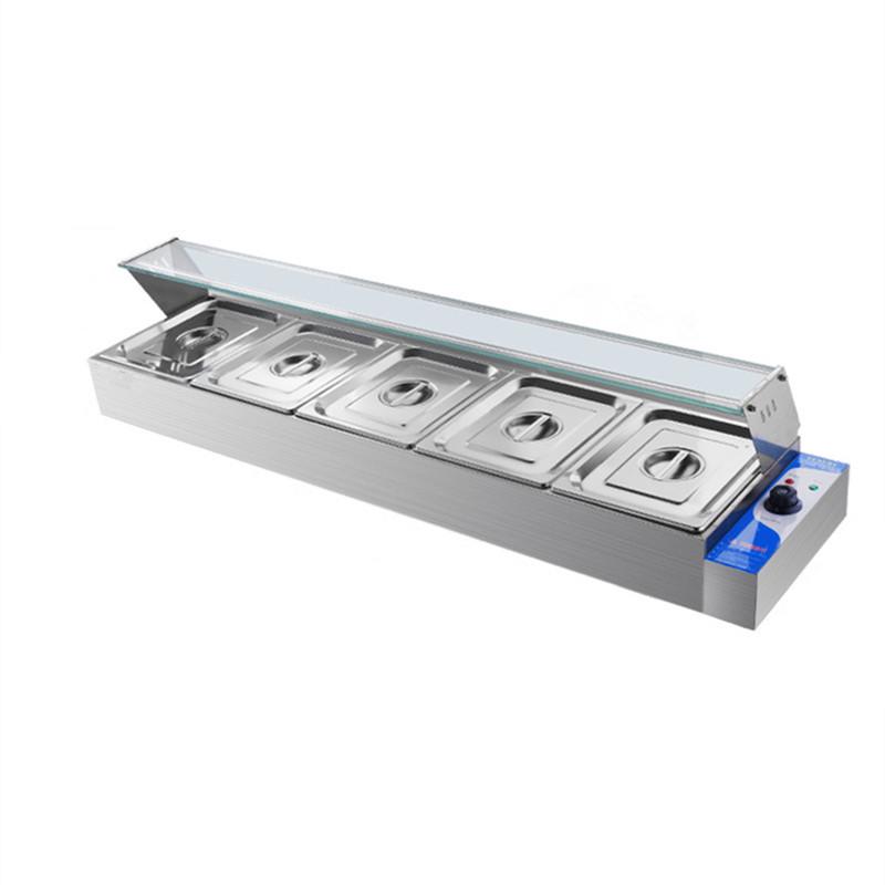 Stainless Steel Insulated Electric Bain Marie with Glass Cover and Temperature Control for Food Display and Warming