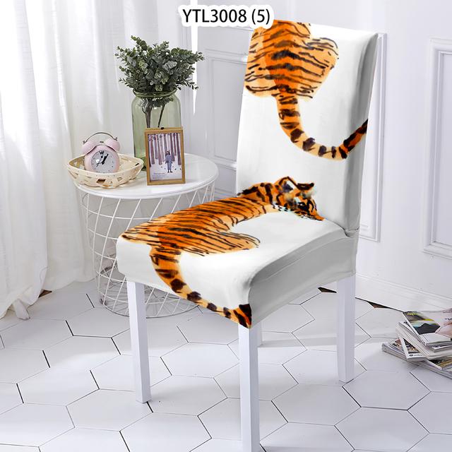 

Чехлы для стульев в стиле мультфильмов с животными Чехлы для столовой Чехлы для кресел Чехол для стула с рисунком тигра Чехол для стульев Home Stuhlbezug 1PCS
