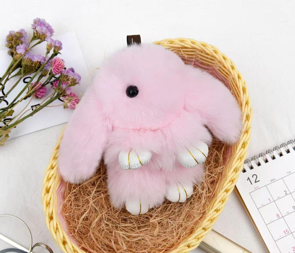 Portachiavi in Peluche Pelliccia Sintetica di Coniglio: Simpatico Ornamento Coniglio per Telefoni Cellulari e Chiavi dell'Auto