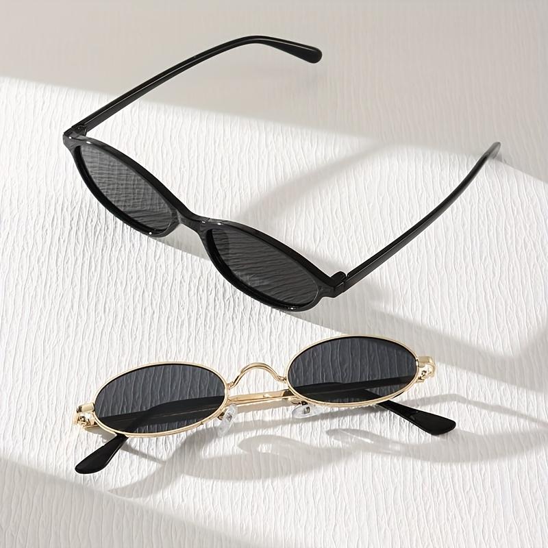 Non-polarized 2PCS Retro Classic Small Frame Oval Sunglasses Women/Men Sun Glasses