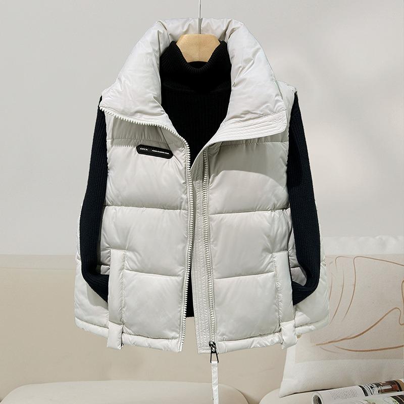 Stand-up Collar Down Cotton Vest Women's Short Autumn and Winter Cotton Vest Cotton Vest Loose Vest Jacket