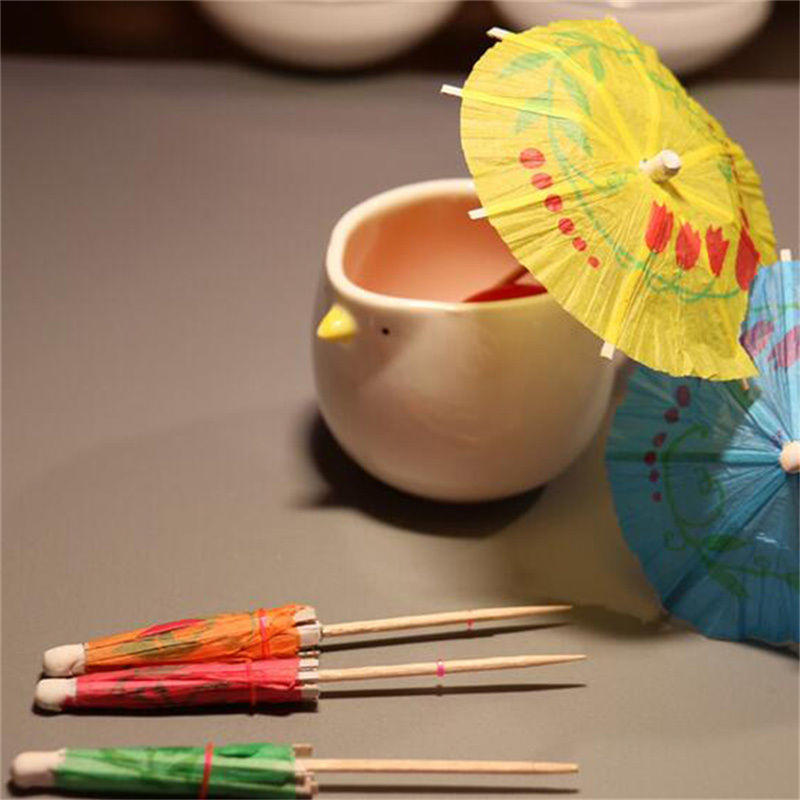 40Pcs Paper Cocktail Parasols Umbrellas Party Wedding Supplies Luau Drink Stick