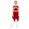 Praise Dance Costume for Kids Girls: Asymmetrical Sleeveless Metallic Dress & Comfortable Wide-Leg Pants with Elastic Waist
