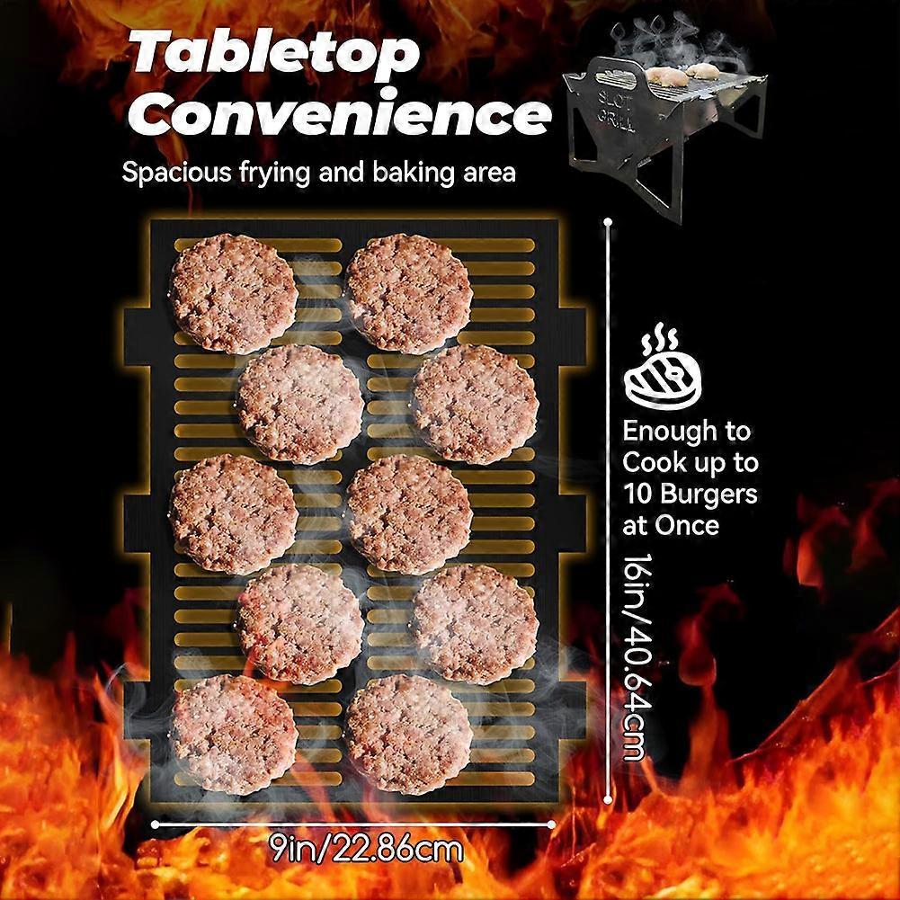 Metalowy Ruszt Szczelinowy - Składany Grill BBQ, Przenośny Ruszt Szczelinowy BBQ na Kemping Podróże Plenerowe