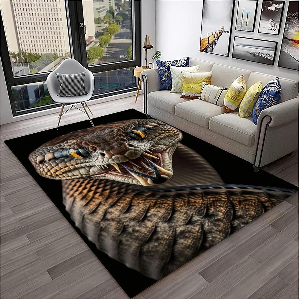 3D Gothic Schlange Schlangen Python Viper Teppich Teppich für Zuhause Wohnzimmer Schlafzimmer Sofa Fußmatte Dekor, Kinder Teppich Rutschfeste Bodenmatte