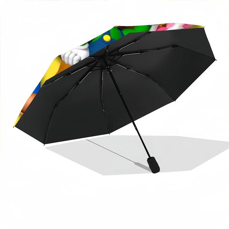 1 pz Super Mario Bros Auto Personalità Carino Ombrello Design a 8 Stecche Compatto Attrezzatura per Viaggi all'Aperto, Regalo Perfetto per Helloween Natale per Amici o Fami