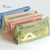 Visual Stationery Case for School Mesh Pencil with Zipper, Double Layer Large Capacity Lightweight Student Holder Organizer, Transparent Durable
