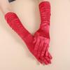Sommer Sonnenschutz Satins Brauthandschuhe – Lange gefaltete Fingerhandschuhe für Hochzeiten, Partys und Modeveranstaltungen