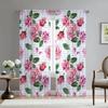 Romantic Rose Floral Yellow Flowers Voile Curtain Living Room Home Kitchen Green Leaves Butterfly Window Tulle With Sheer Polyester Perfect For