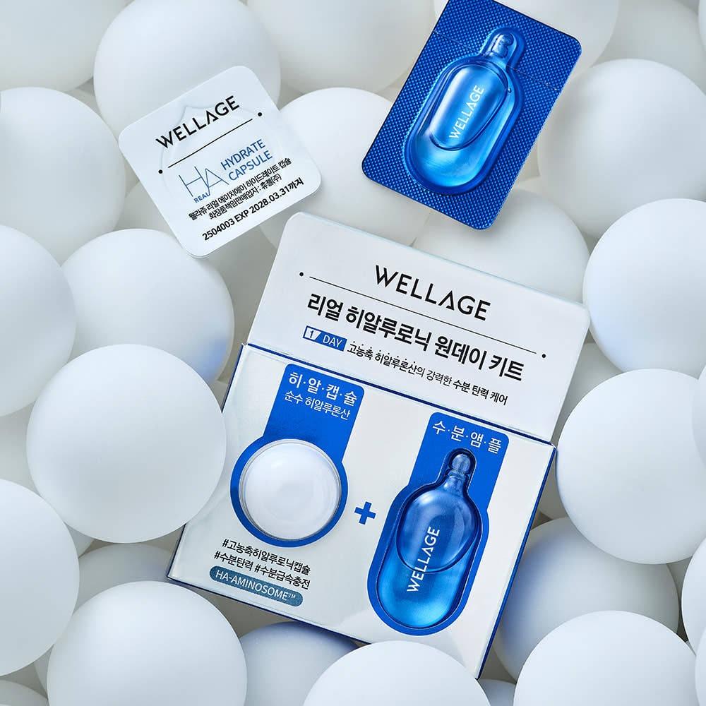 WELLAGE Real Hyaluronic One Day Kit Deep Hydrating Elasticity 7ea Korean Facial Ampoule Moisture Booster